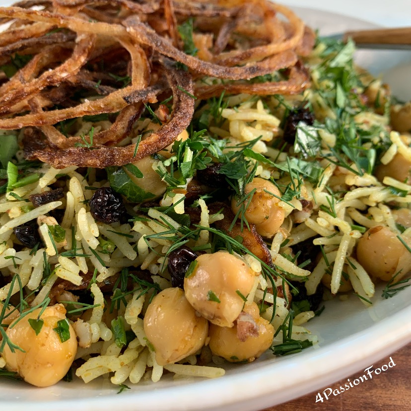 Basmati & wild rice with chickpeas, currants & herbs by Ottolenghi and