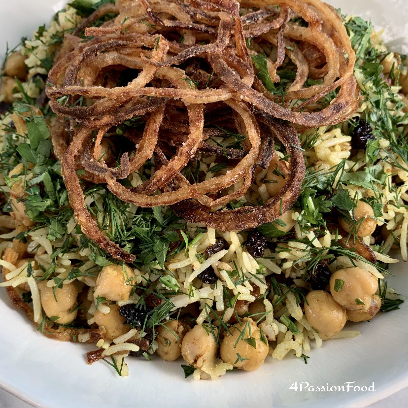 Basmati & wild rice with chickpeas, currants & herbs by Ottolenghi and