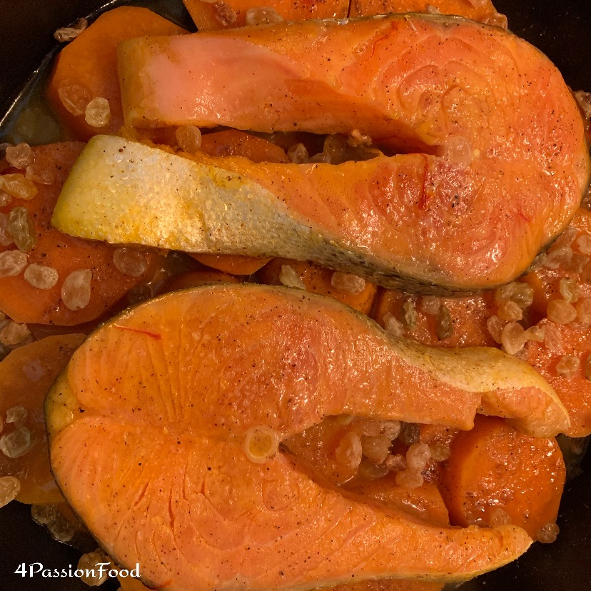 Salmon, sweet potatoes & Ras El Hanout Tagine 4passionfood English
