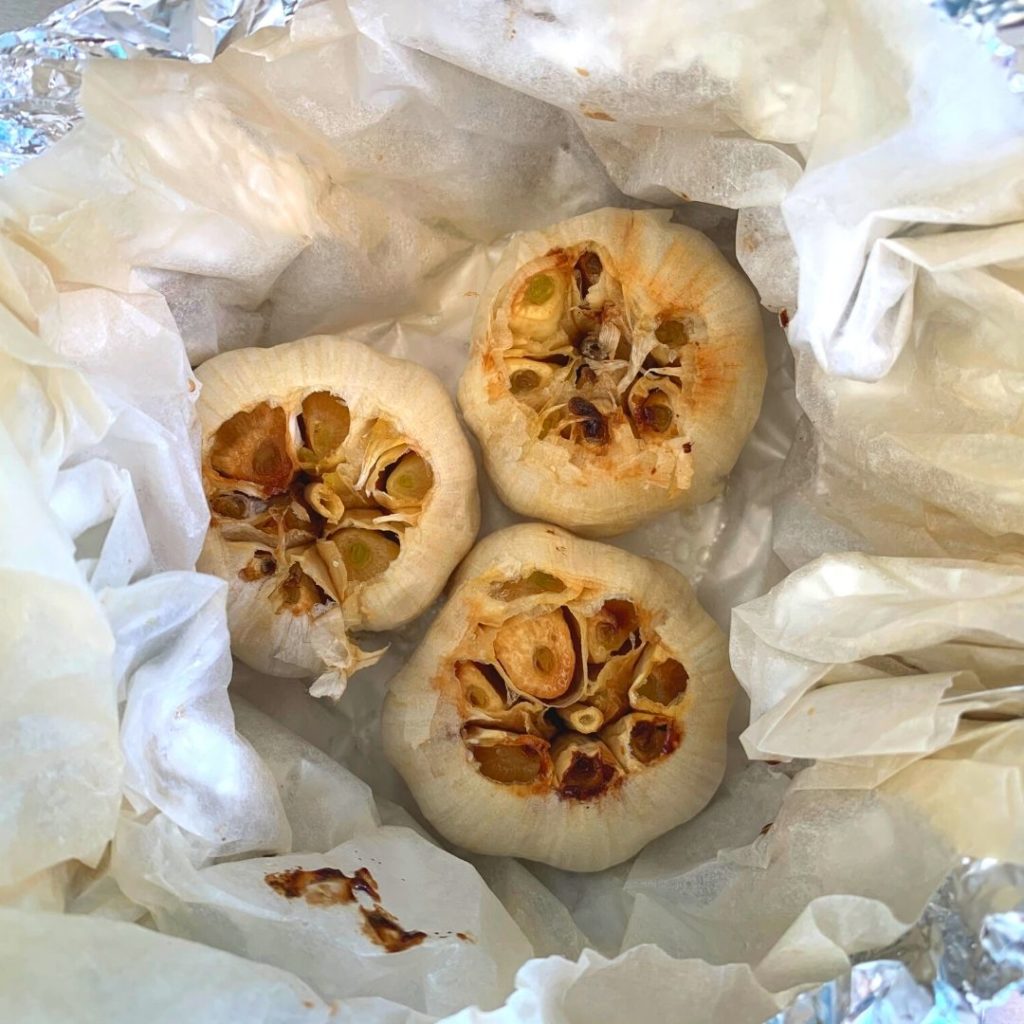 Confit garlic hummus with grilled mushrooms Ottolenghi 4passionfood