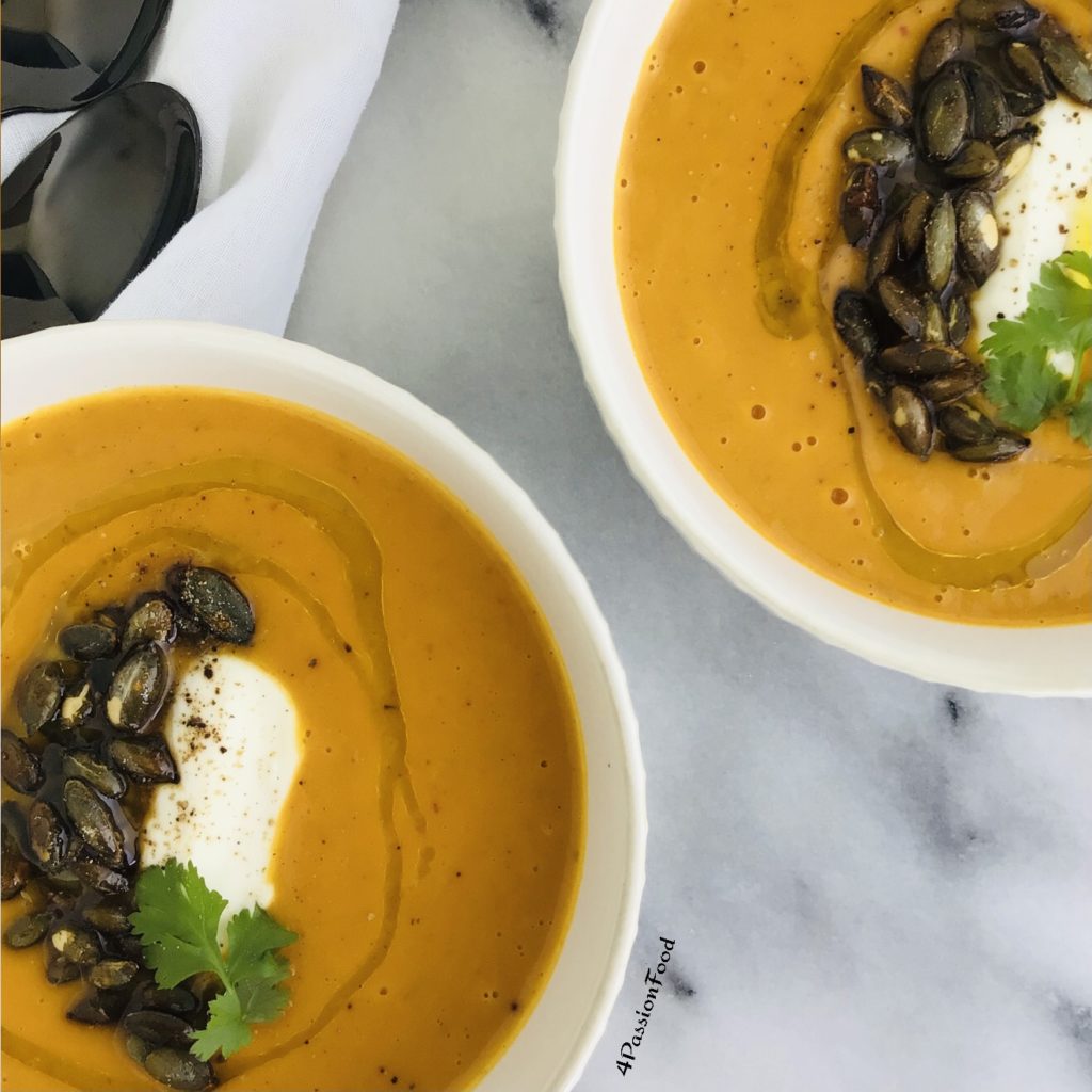 Roasted pumpkin, saffron and orange soup Ottolenghi 4passionfood