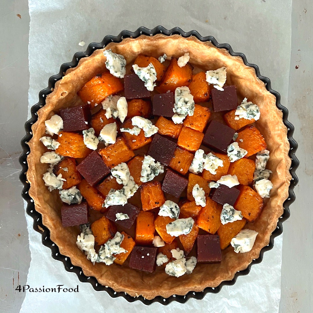 Butternut, membrillo &amp; stilton quiche - Ottolenghi - 4passionfood - English