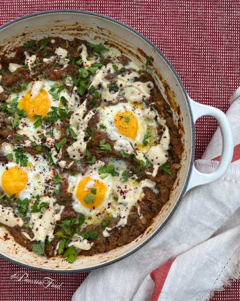 Braised eggs with beef and smoked aubergine Ottolenghi 4passionfood